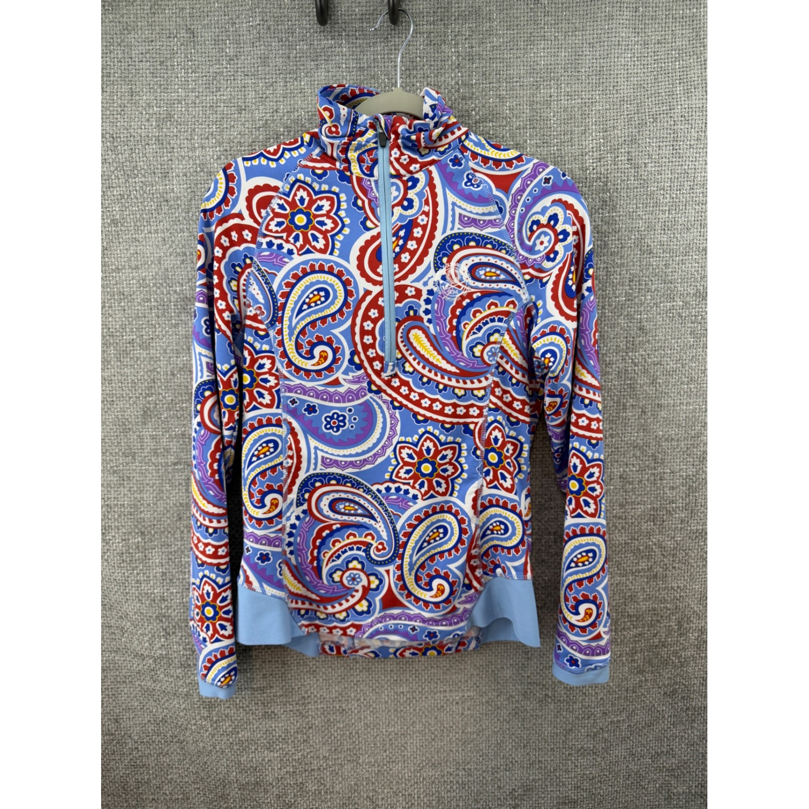 Peter Millar Crown Sport Womens S Paisley Quarter Zip Pullover Golf Top L